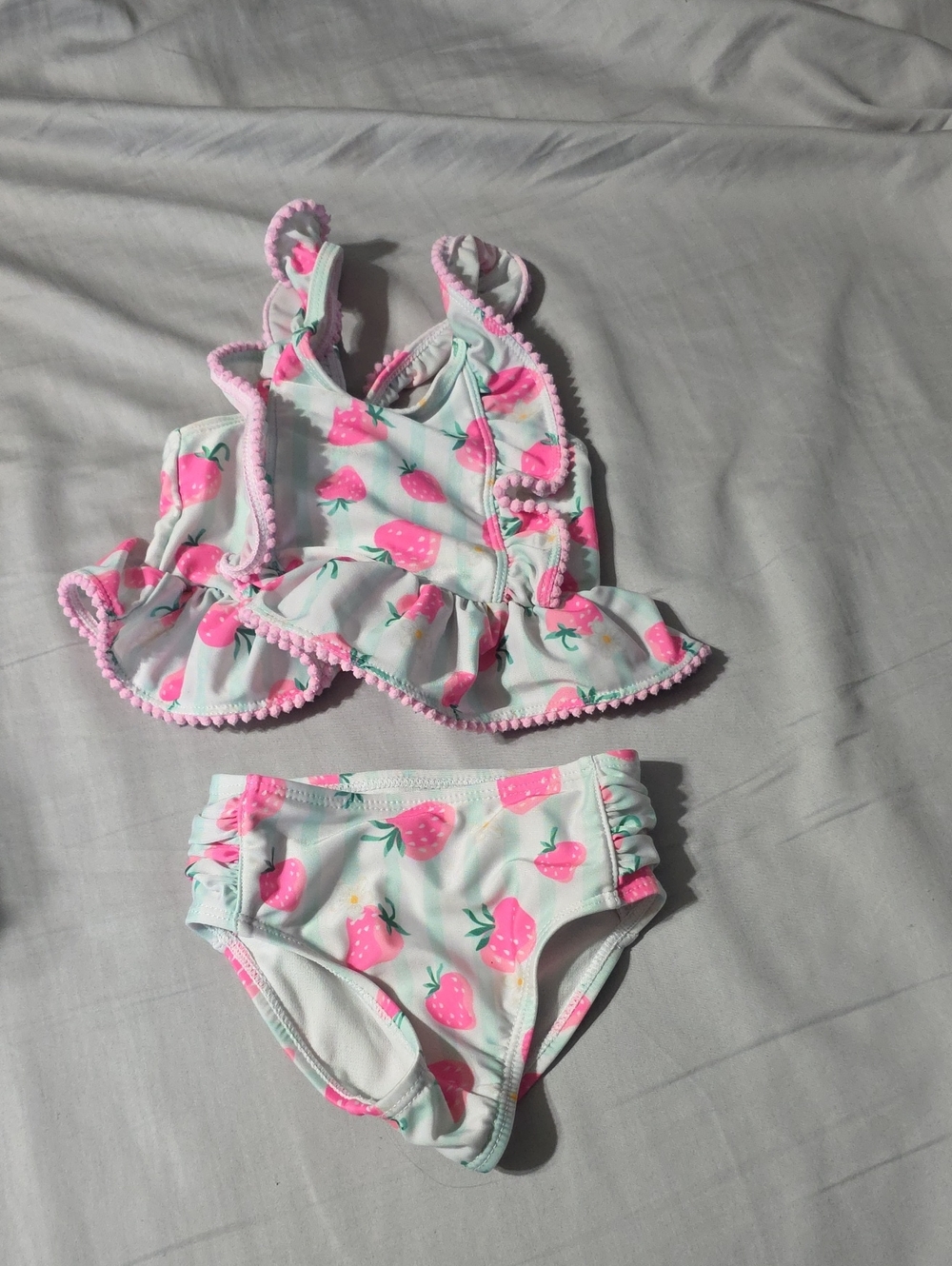 Toddler Strawberry Two-Piece Swimsuit - Pink & Mint